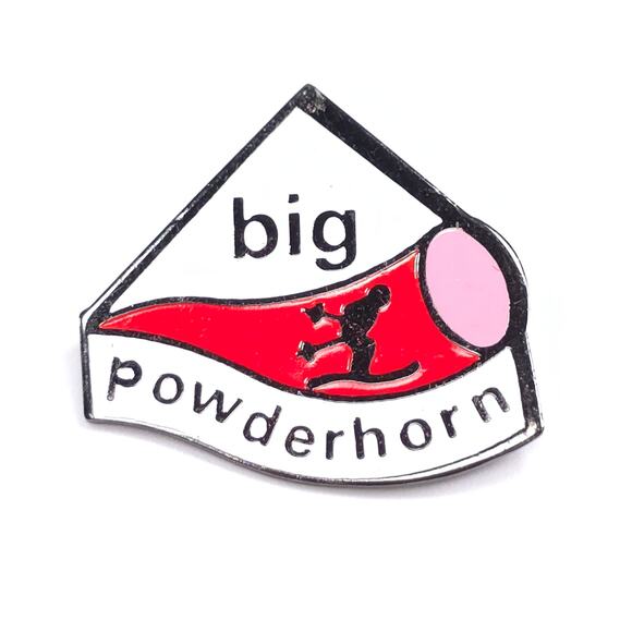 Vintage Big Powderhorn Ski Enamel Pinback Pin - Picture 1 of 3